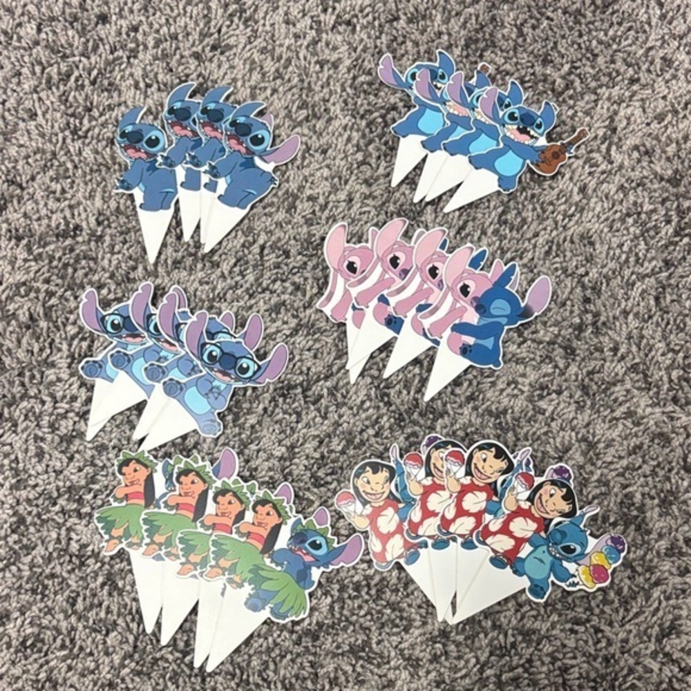 24 Stitch and Friends Cupcake Toppers